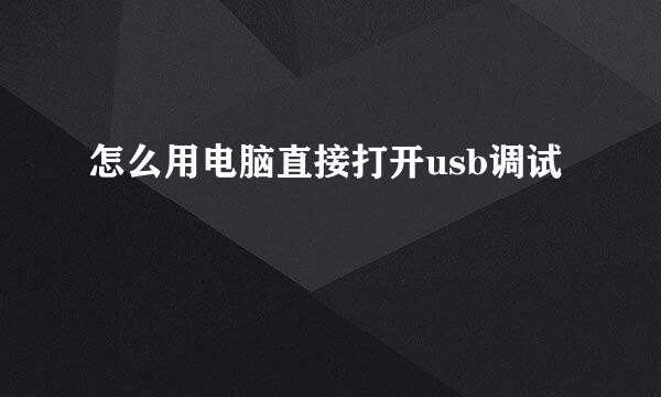 怎么用电脑直接打开usb调试