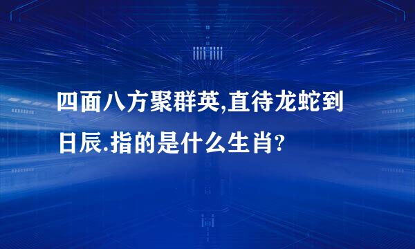 四面八方聚群英,直待龙蛇到日辰.指的是什么生肖?