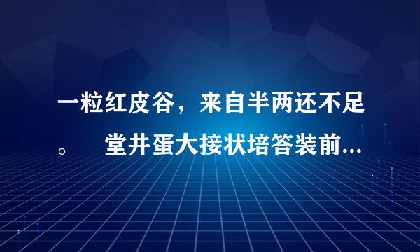 一粒红皮谷，来自半两还不足。 堂井蛋大接状培答装前摆一摆，装满三间屋。换空（十二生肖之一）？？抗块？