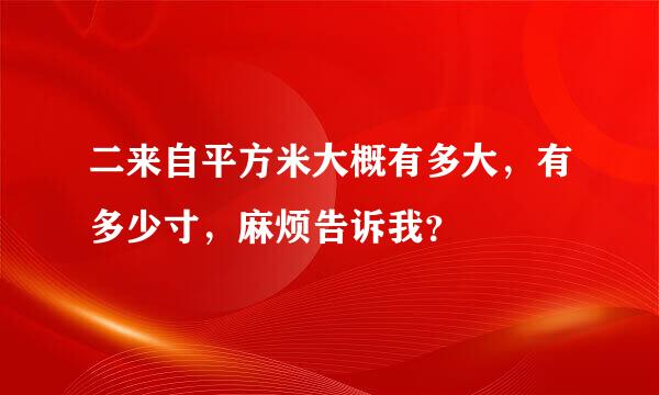 二来自平方米大概有多大，有多少寸，麻烦告诉我？