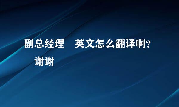 副总经理 英文怎么翻译啊？ 谢谢