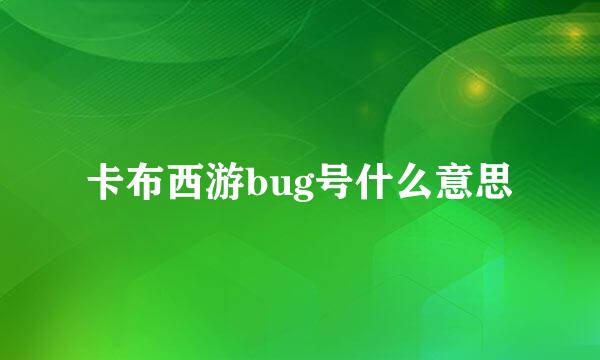 卡布西游bug号什么意思