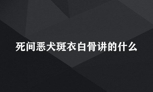 死间恶犬斑衣白骨讲的什么