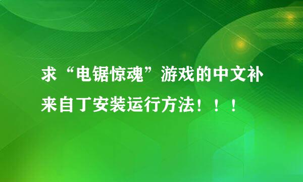 求“电锯惊魂”游戏的中文补来自丁安装运行方法！！！