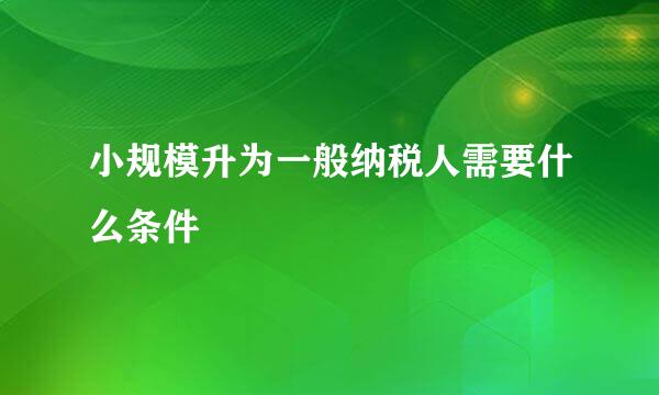 小规模升为一般纳税人需要什么条件