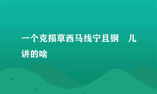 一个克损草西马线宁且钢镚儿讲的啥