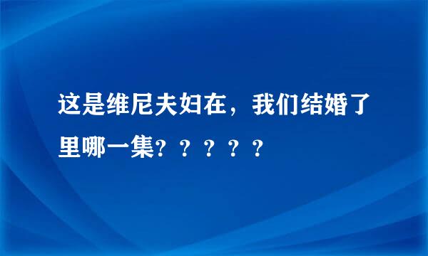 这是维尼夫妇在，我们结婚了里哪一集？？？？？