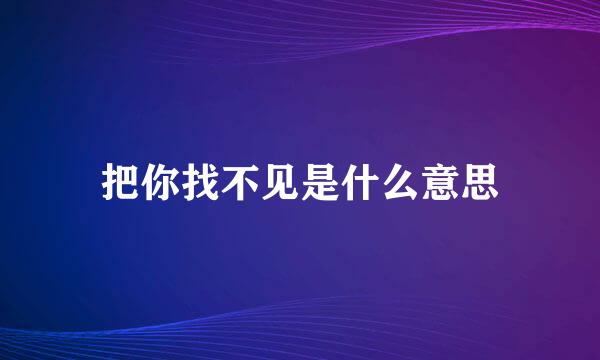 把你找不见是什么意思