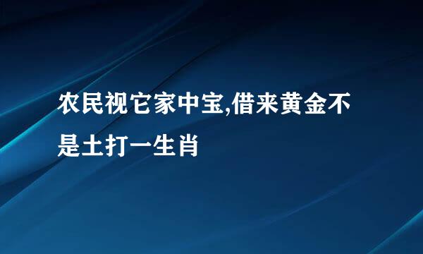 农民视它家中宝,借来黄金不是土打一生肖