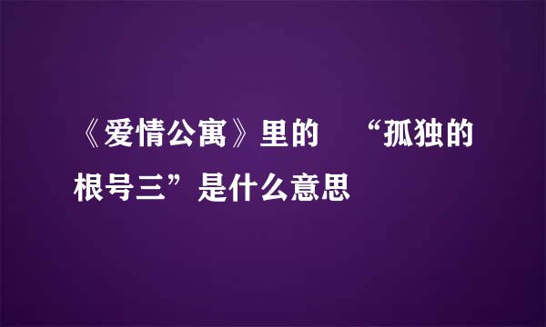 《爱情公寓》里的 “孤独的根号三”是什么意思