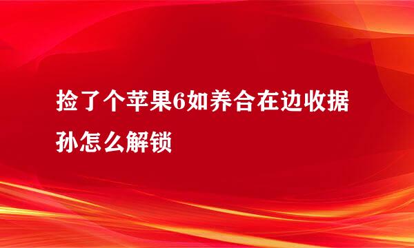 捡了个苹果6如养合在边收据孙怎么解锁