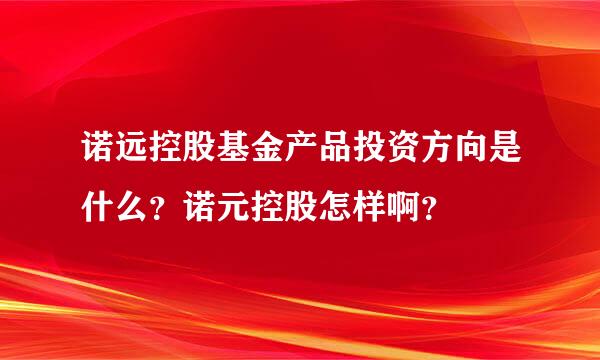 诺远控股基金产品投资方向是什么？诺元控股怎样啊？