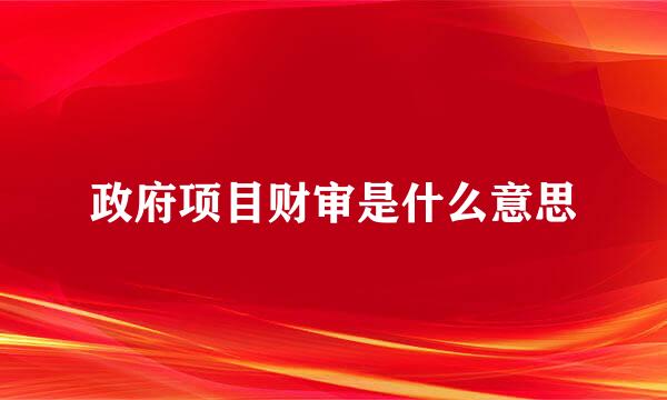 政府项目财审是什么意思