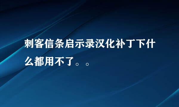 刺客信条启示录汉化补丁下什么都用不了。。