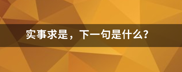 实事求是，下一句是什么？