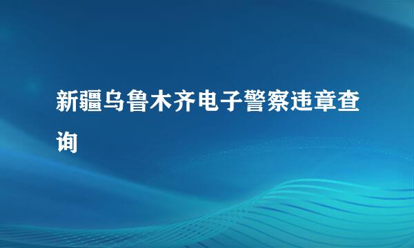 新疆乌鲁木齐电子警察违章查询