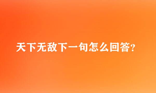 天下无敌下一句怎么回答？