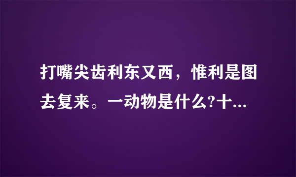 打嘴尖齿利东又西，惟利是图去复来。一动物是什么?十二生肖中的？