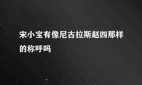 宋小宝有像尼古拉斯赵四那样的称呼吗