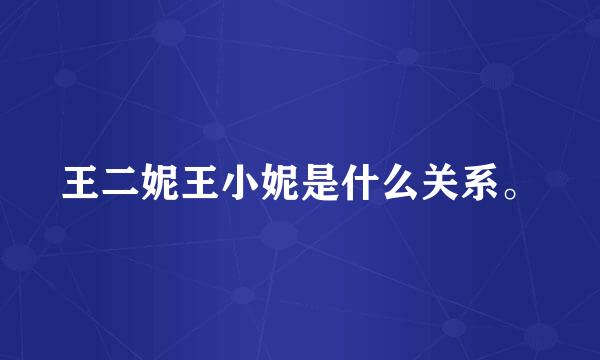 王二妮王小妮是什么关系。