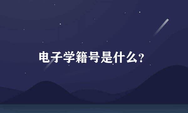 电子学籍号是什么？