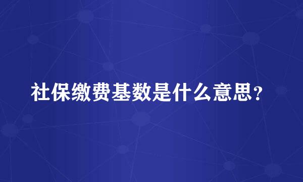 社保缴费基数是什么意思？