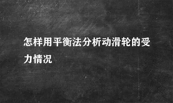 怎样用平衡法分析动滑轮的受力情况