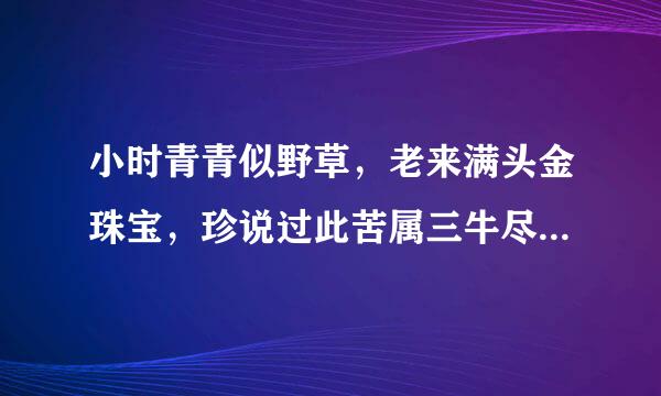 小时青青似野草，老来满头金珠宝，珍说过此苦属三牛尽套间宝人人都珍惜，天下无人不珍惜打一生肖？