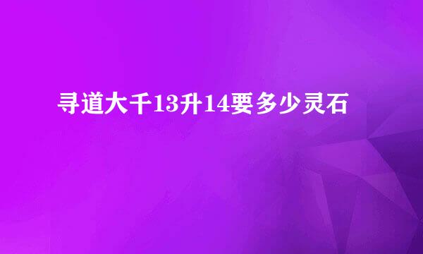 寻道大千13升14要多少灵石