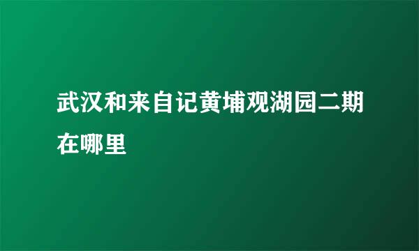 武汉和来自记黄埔观湖园二期在哪里