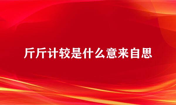 斤斤计较是什么意来自思