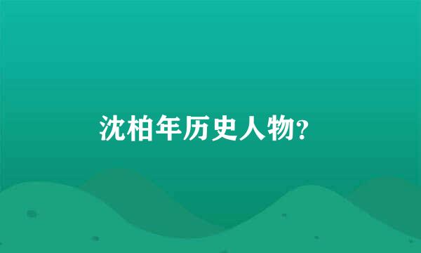 沈柏年历史人物？