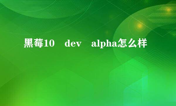 黑莓10 dev alpha怎么样