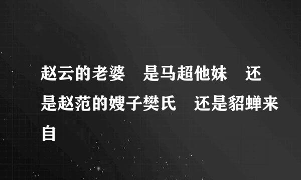 赵云的老婆 是马超他妹 还是赵范的嫂子樊氏 还是貂蝉来自