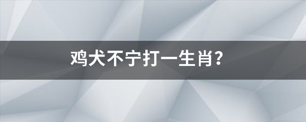 鸡犬不宁打一生肖？