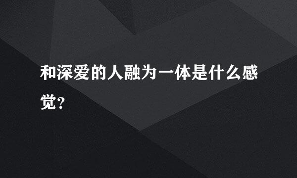 和深爱的人融为一体是什么感觉？