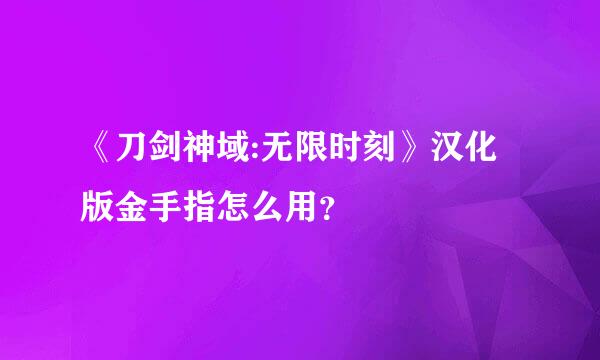 《刀剑神域:无限时刻》汉化版金手指怎么用？