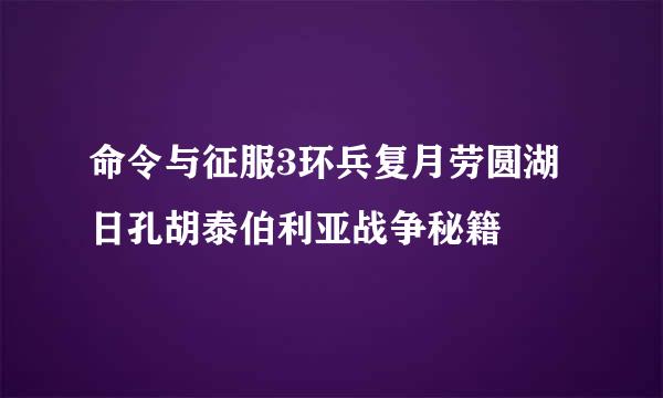 命令与征服3环兵复月劳圆湖日孔胡泰伯利亚战争秘籍