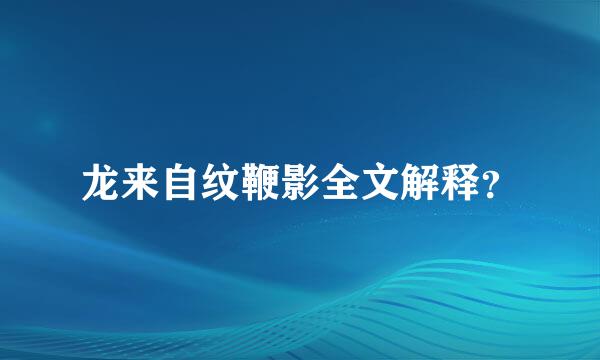 龙来自纹鞭影全文解释？