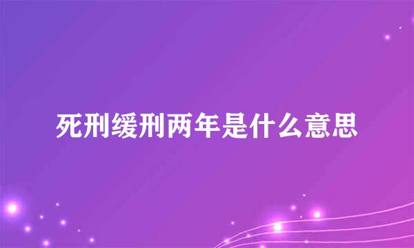 死刑缓刑两年是什么意思