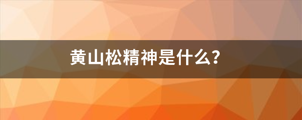 黄山松精神是什么？