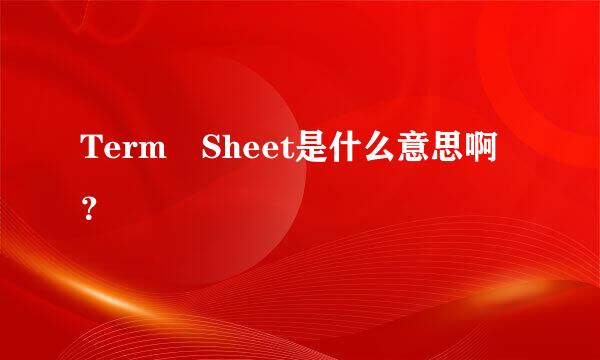 Term Sheet是什么意思啊？