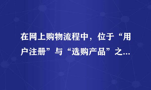 在网上购物流程中，位于“用户注册”与“选购产品”之间的步骤是()。A、浏览产品B、订购产品C、送货上门D、货到付款