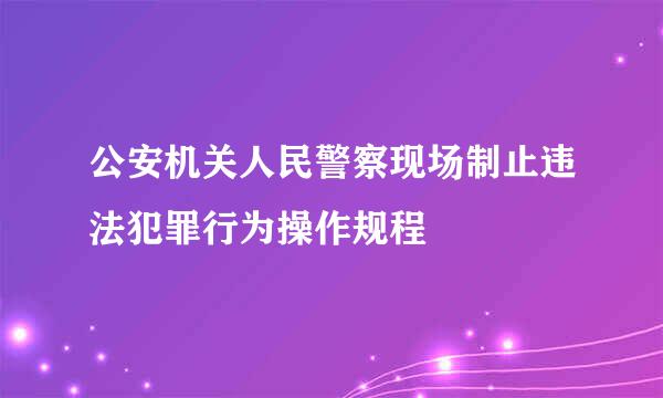 公安机关人民警察现场制止违法犯罪行为操作规程