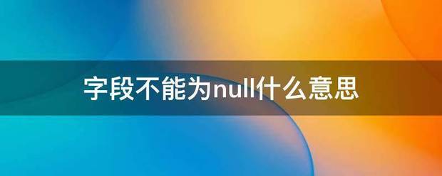 字段不能为null什么意思