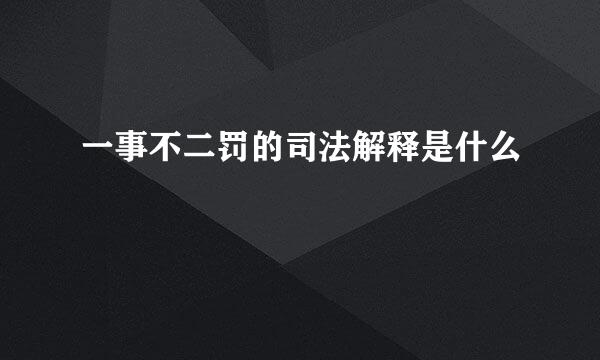 一事不二罚的司法解释是什么