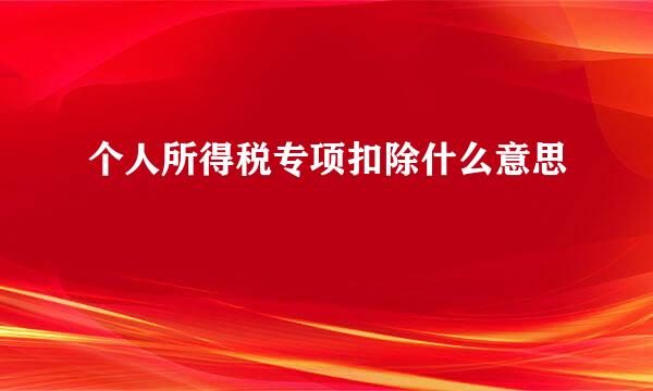 个人所得税专项扣除什么意思