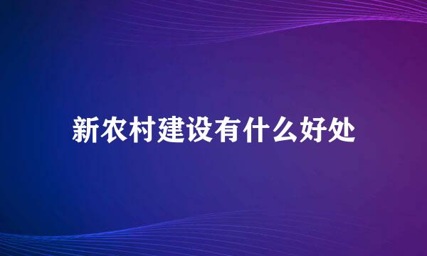 新农村建设有什么好处