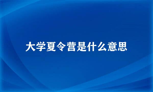 大学夏令营是什么意思