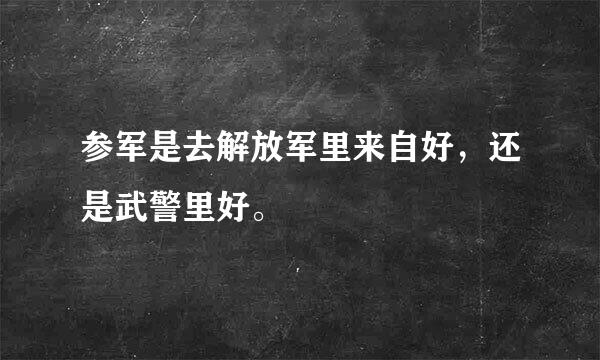 参军是去解放军里来自好，还是武警里好。